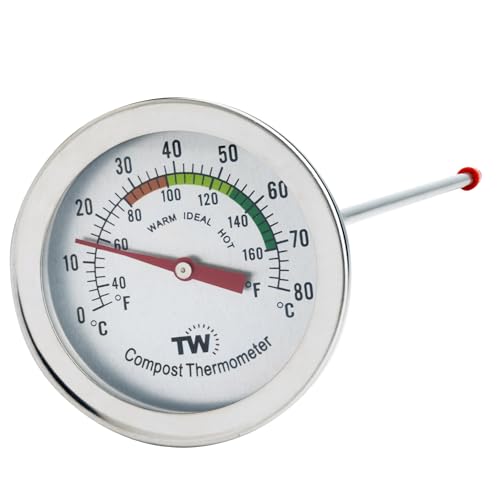 Kompostthermometer - Thermometer mit Edelstahl-Zifferblatt für...