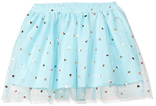 Image of Amazon Brand - Jam & Honey Girls Voluminous Skirt with a Glittery or Heart Print on The Top Layer and Elastic Waistband, Lined