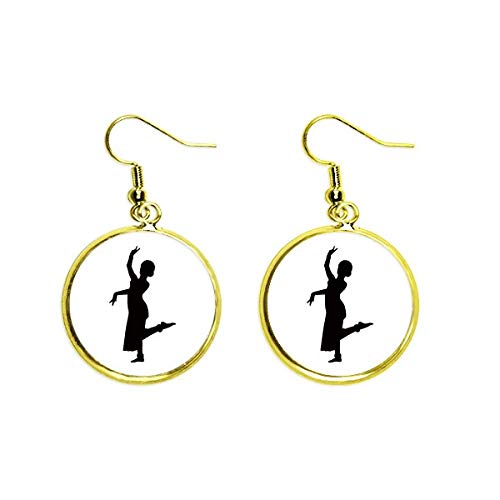 Pendientes de pavo real dorados de danza para mujer estilo drop elegante
