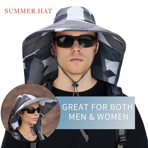 Image of Sun Hat for Men Women with Neck Flap,UPF 50+ UV Protection Fishing Hat