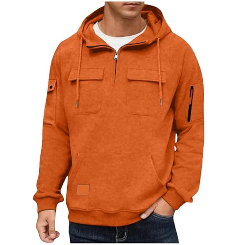 Sweat capuche à cordon homme couleur unie avec poches cargo avant pour un style urbain