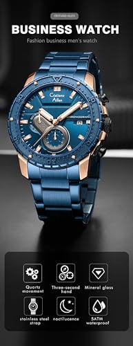 Image of Men's Analog Chronograph Watch for Men with Date Display, Luminous Hands, Water Resistant, Black Dial, Stainless Steel Strap, Casual & Formal Wrist Watch