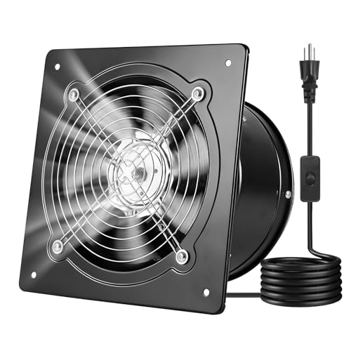 VEVOR 8 Inch Exhaust Fan, 576 CFM High Velocity Wall Mount Vent Fan with On/Off Control, Low Consumption, Portable Ventilation Extractor for Attic,Garage,Basement,Workshop,Kitchen, Chicken Coop,Black