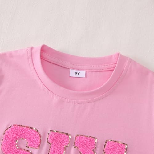 Girl Birthday Shirt 5th 6th 7th 8th 9th 10th Birthday Girl T-Shirt Kid Bday Party Outfit Embroidery Shirt Top 5-10Y4