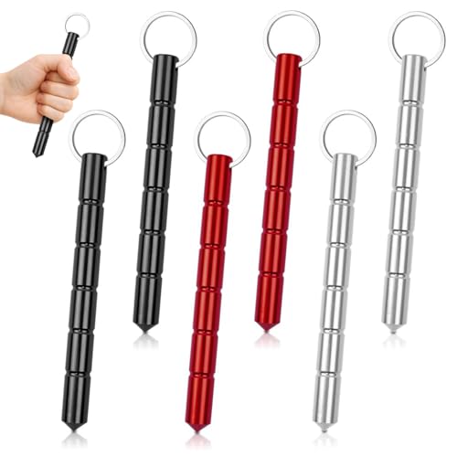 HOXITRADE 6PCS Aluminum Keychain Kubaton Set – 2 Black, 2