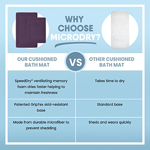 Microdry Quick Drying Memory Foam Framed Bath Mat With Griptex Skid-Resistant Base, Runner - 24X58, Iris #TOP6