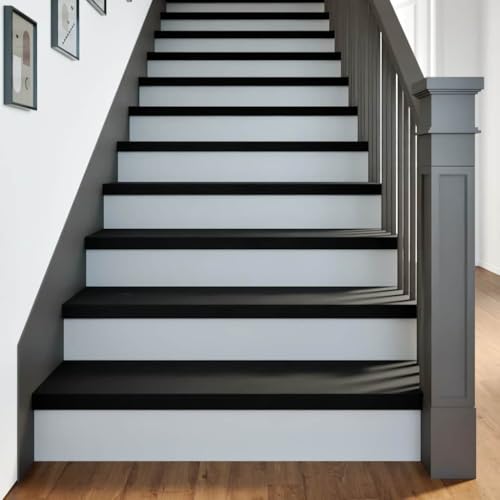 Peldaños de roble macizo 90x25x2 cm para escaleras de madera en color marrón y negro 2