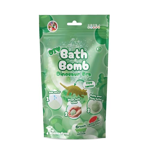 Science4you Bombas de Baño Bolsa Verde – Kit para Hacer Bombas de Baño, Dinosaurios Ciencia Educativa, Experimento Cosmético, Juguetes de STEM, Regalo Cosmético para Niñas y Niños de 6 7 8+ Años