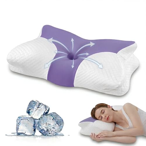 Cervical Memory Foam Pillow for Neck Support, Purple