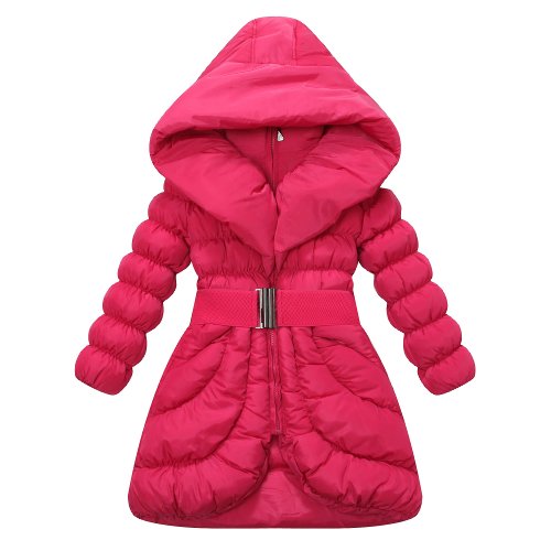 Richie House Girl s Padding Jacket with Elastic Buckle Belt RH1213-A-9 10 Fuchsia