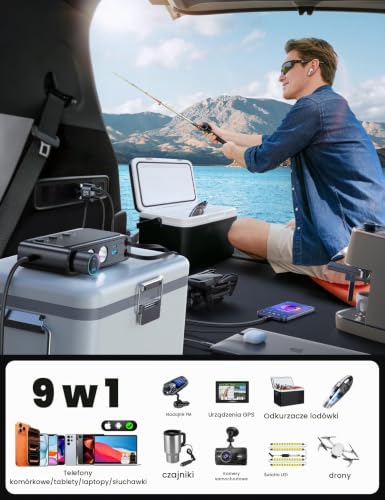 JOYROOM 227 W rozdzielacz do gniazda zapalniczki samochodowej 9 w 1 | Z wysuwanym kablem o mocy 80 cm 45 W typu C i ligh