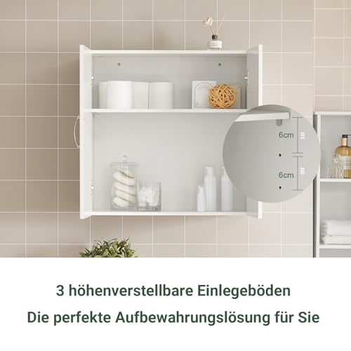 SoBuy Cabinet Kitchen Bathroom Storage Cabinet Wall Small Cupboard Shelf Corner Wall-mounted Cabinet with Adjustable Shelf for خزانة مطبخ Bathroom,Kitchen,60x30x60cm,خزانة حمام FRG231-W