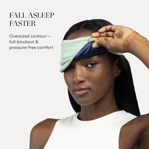 Image of Mulberry Silk Sleep Mask by Clementine, Green Silver Ion Blackout Eye Mask | Organic Bamboo Two-Tone Design, Oversized 20% Larger, GOTS Certified, Hypoallergenic, Supports Acne-Prone Skin, Gift Ready