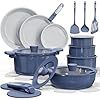 CAROTE 27pcs Ceramic Cookware Set Nonstick, Pots and Pans Set Non stick, Non Toxic Cookware, Dishwasher/Oven Safe, RV/Camping Cookware Set, Pan and Pot with Kitchen Utensils, Navy Blue