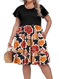 Moon Wood Vestido Midi Verano Mujer Tallas Grandes Vestidos Casual Corto Manga Corta Cuello Redondo Playa Fiesta Elegante Blumig 28b XXL