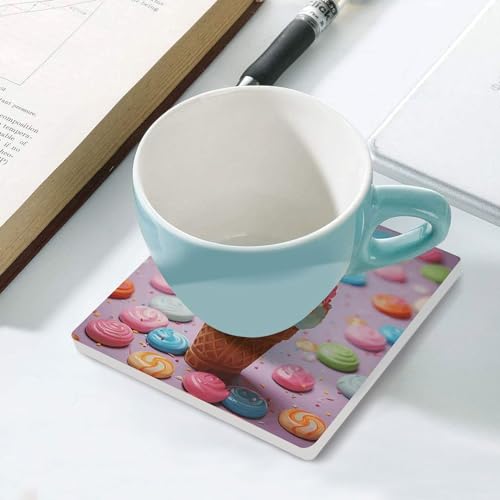 Sous-verres céramique carrés imprimés protection table cuisine bar