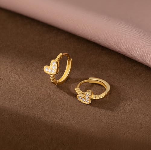 SLUYNZ 925 Sterling Silver CZ Love Hoop Earrings for Women Teens Small Heart Huggie Earrings2