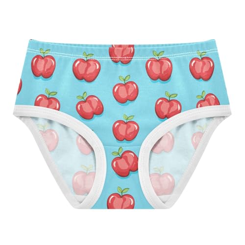 ZZKKO Red Fruit Blue Background Girls Underwear Toddler Panties for Girls Comfort Brief Size 8Y