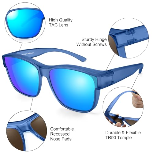 Image of URUMQI Polarized Sunglasses Fit Over Glasses for Men Women, Oversized Square Sun Glasses UV400 Protection