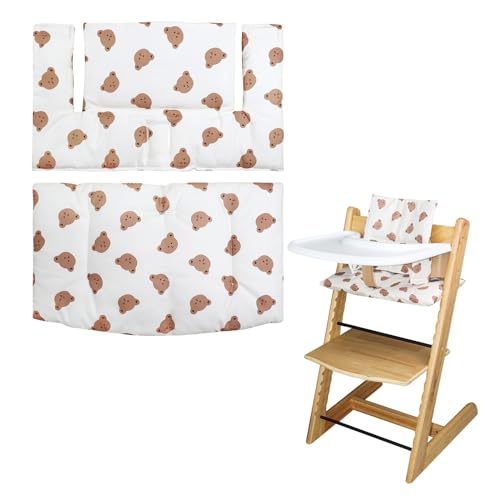 Image of LLHQAMT for Tripp Trapp High Chair Cushion, Soft and Comfortable for Tripp Trapp High Chair Cushion, for Tripp Trapp Cushion Set Makes It Safer and More Comfortable for Baby to Sit On (Little Bear)