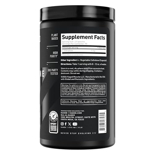 Image of Kaged L-Citrulline Veggie Capsule | Unflavored | Enhanced Pumps | Improve Muscle Vascularity | Nitric Oxide Booster | Supplements for Men & Women | 90 Servings