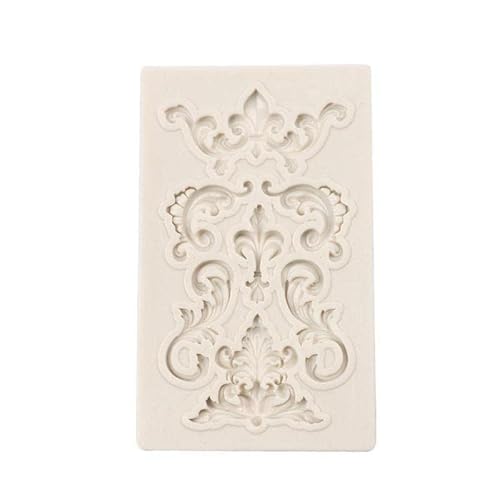 AUsagg Moule vintage en silicone pour fondant - Moule à gâteau baroque en dentelle - Bordure de fleurs - Moule en silicone pour sucre Cover