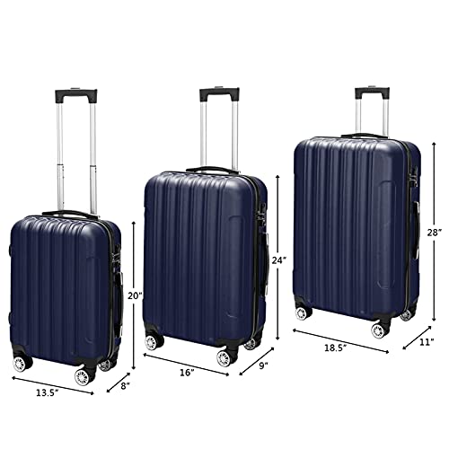 3-in-1 Multifunctional Large Capacity Traveling Storage Suitcase Luggage Set Navy Blue2