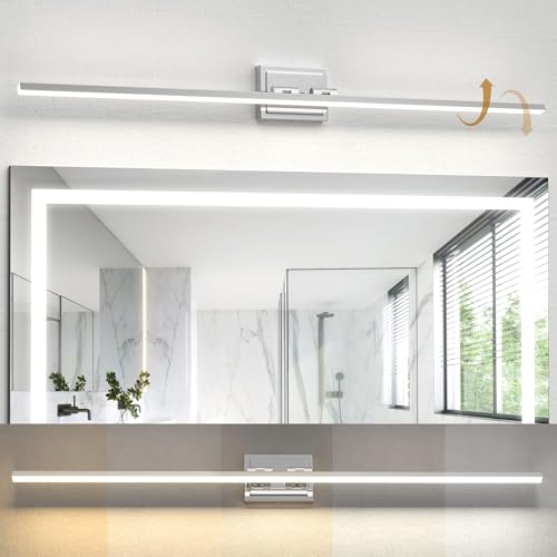 NIORSUN 48 Inch Modern Bathroom Light Fixture, 30W 5CCT Dimmable LED Chrome Bathroom Vanity Lights Over Mirror, Vanity Lights for Bathrooms Restroom Mirror- ETL Certified