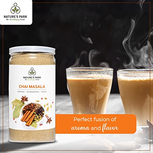 Image of Nature's Park Indian Chai Masala Blend of Cinnamon Ginger Cardamom Black Pepper and Cloves in Pet Jar (100gm)