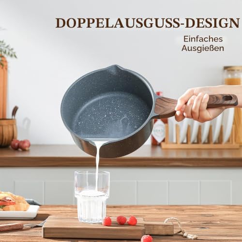 SENSARTE 22cm Schweizer Granit Beschichtung Antihaft-Kasserolle mit Deckel – Ansicht 2