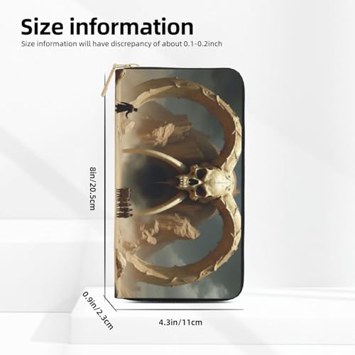 Wallet Women - Gothic Beige Skull Cave Print Leather Wallet for Women with Zipper, Cute Bifold Long Ladies Wallets2