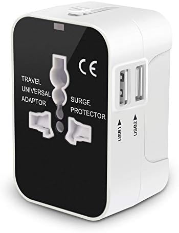 Travel Adapter, Worldwide All in One Universal Power Adapter AC Plug International Wall Charger with Dual USB Charging Ports for US EU UK AUS Europe Cell Phone (White)