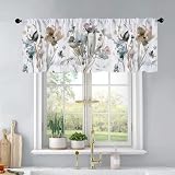 BrilliStar Farmhouse Kitchen Curtains Watercolor Flowers Design for Windows Valances Rod Pocket Curtain Valance for Bathroom Living Room Cafe Home Decor (Watercolor Flower, 18'x54'-1pc)