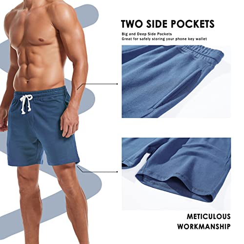 Image of AMY COULEE Mens Athletic Workout Shorts 5.5 inch Cotton Casual Shorts Elastic Waist Joggers Sports Sweat Shorts
