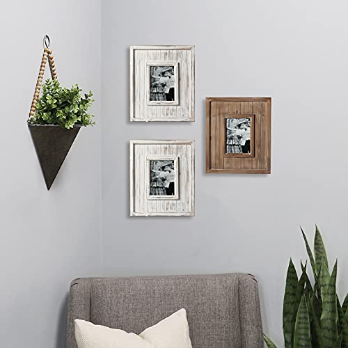 Vintage White Picture Frames 5 X 7 Made Of Solid Wood, Handmade Distressed Finish Rustic Tabletop Photo Frames, Big Wooden Frame Both For Table And Wall Mounted With High Definition Glass #TOP4