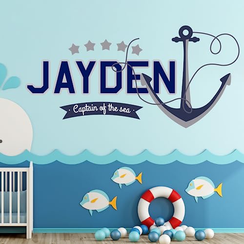 Vinilo decorativo personalizado ancla para habitación infantil
