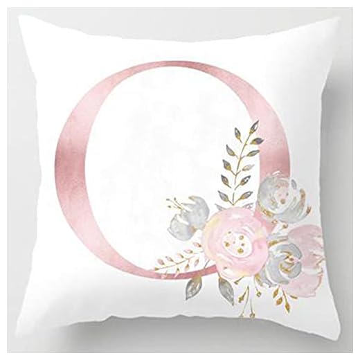 Dekorativt kuddfodral för 26 bokstäver Blommönster Kuddfodral med engelska alfabetbokstäver för soffa och bil 45x45cm-450mm * 450mm_O