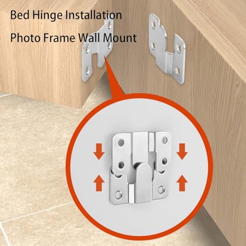 Stainless Steel Frame Hanger, Flush Mount Bracket With Screws Interlocking Furniture Connector Bracket Picture Hanging Hooks Heavy Duty Photo Hangers For Large Picture Display Wall Mount Hardware(Whit