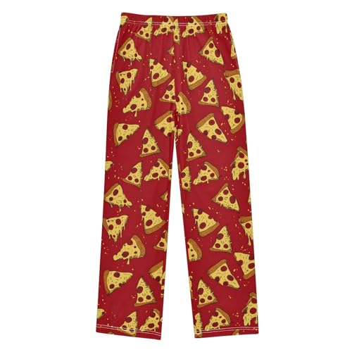 Red Pizza Cute Pattern Cute Pajama Pants, Soft Sleepwear Lounge Pants Pajama Pj Bottoms for 6-14 Years