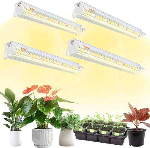 Niello Paquete de 4Pack T5 Lámpara de Planta, 42cm Lámpara de Crecimiento LED de Espectro Completo, Luz para plantas de interior, Adecuado para invernadero de interior, jardín.