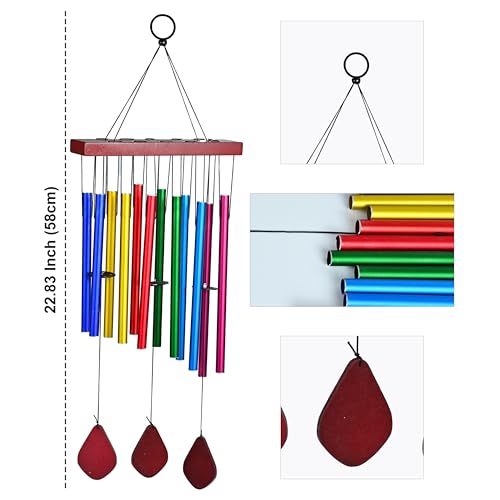 Image of ZAICUS Colorful Wind Chime for Home Balcony Garden - Metal Hanging Bells for Positive Energy, Vastu, Feng Shui Decor
