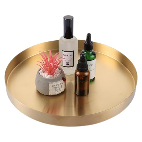 Plateau décoratif Rond, Plateau doré de 30 cm, Plateau decoratif, Plateau Rond, Assiette de présentation en Acier Inoxydable doré, Plateau décoratif en...