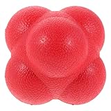 SOIMISS Reaktionsball 7,6 cm Rot Agilitätstrainingsgerät Sechseck Agility Trainer Reflexball Sporttrainingsgerät Gummi für Hand-Augen-Koordination Fußball Tennis Hockey Torwart