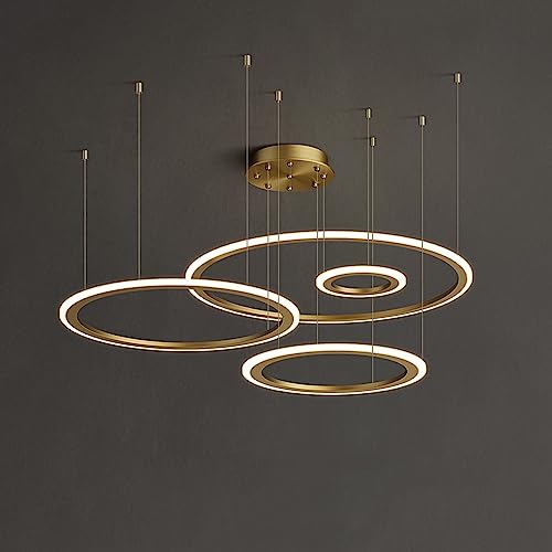 Moderne LED 4 anneaux plafond or et suspension grand format pour cuisine