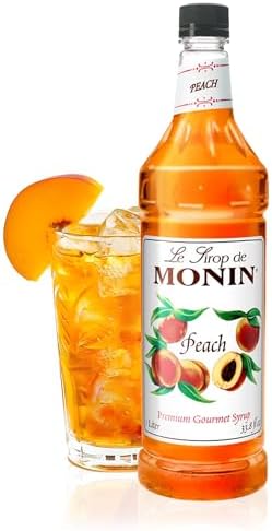 Monin Flavored Syrup, Peach, 33.8-Ounce Plastic Bottle (1 Liter)