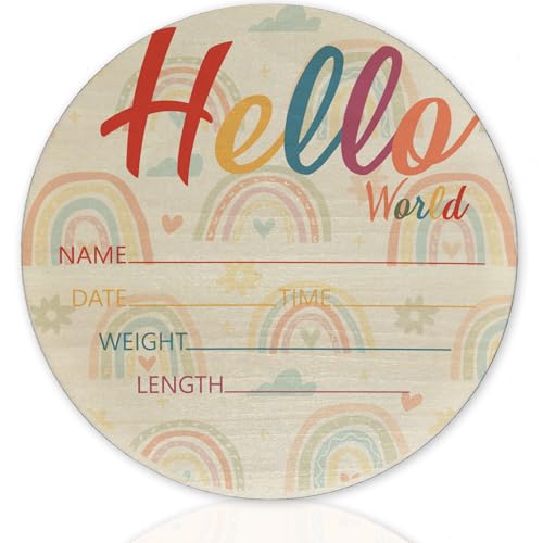 Image of Hello World Sign wooden Wall Decor 5.9 Inch Rainbow d