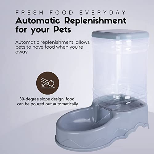 Makikuser Automatic Cat Feeders, 3.8L Cat Feeder Gravity Cat Food Dispenser With Clear Food Bottle And Easy-Grab Base For Dogs Cats Pets Animals (Gray) #TOP1