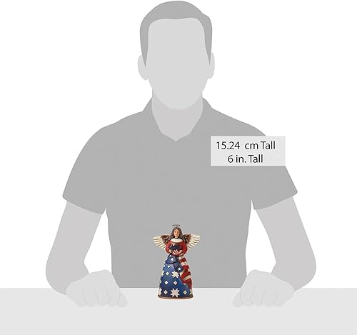 Miniatura 3 de Jim Shore Heartwood Creek - Figura patriótica de ángel en bandera de resina de piedra, 6 pulgadas