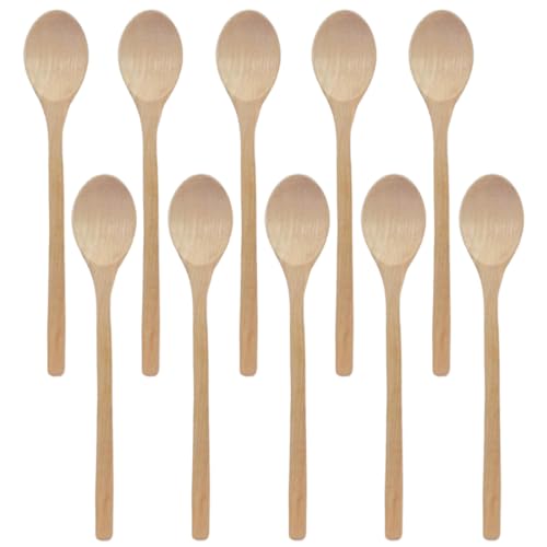 Spoon, 10 PCS Oval Wood Mixing Spoons for Baking, Crafted from Sensibly Sourced WoodWooden Oval Spoon, for Baking, Decorating, Engraving, Beige, Sauce Spoons Made of Natural Beechwood