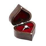 WisePoint Heart-shaped Ring Box, Wooden Ring Jewelry Box with Single Slot, Romantic Wedding Ring Holder for Rings, Earrings, Engagement Ring Box for Proposal, Anniversary (red)